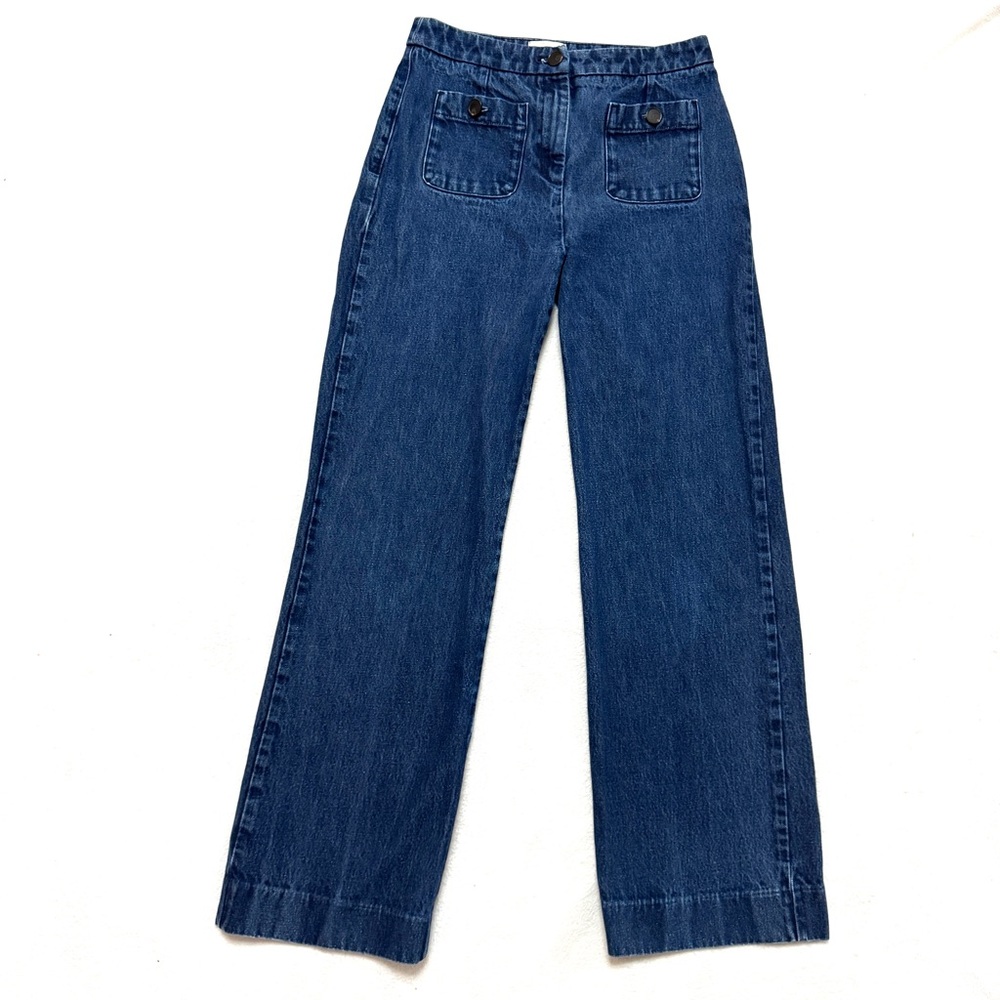 Sezane Dark Blue Wide Leg Jeans
